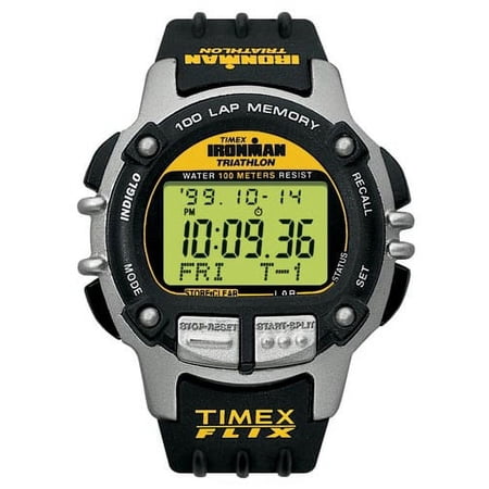 Timex by Timex Men's 100m Polyurethane Strap Wristwatch, Black & Silver