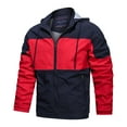 thumbnail image 2 of IROINNID Men's Hoodie Storm Jacket Long Sleeve Color Block Comfy Contrasting Color Warm Windproof Pocket Motorcycle Jacket, 2 of 6