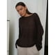 thumbnail image 4 of Suéter de mujer de manga larga con cuello redondo, jersey de punto de tul transparente, camisetas de mujer 2024, camiseta informal holgada de verano, 4 of 5