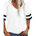 thumbnail image 3 of Dellytop Women V-Neck Half Sleeves Solid T Shirt, 3 of 6