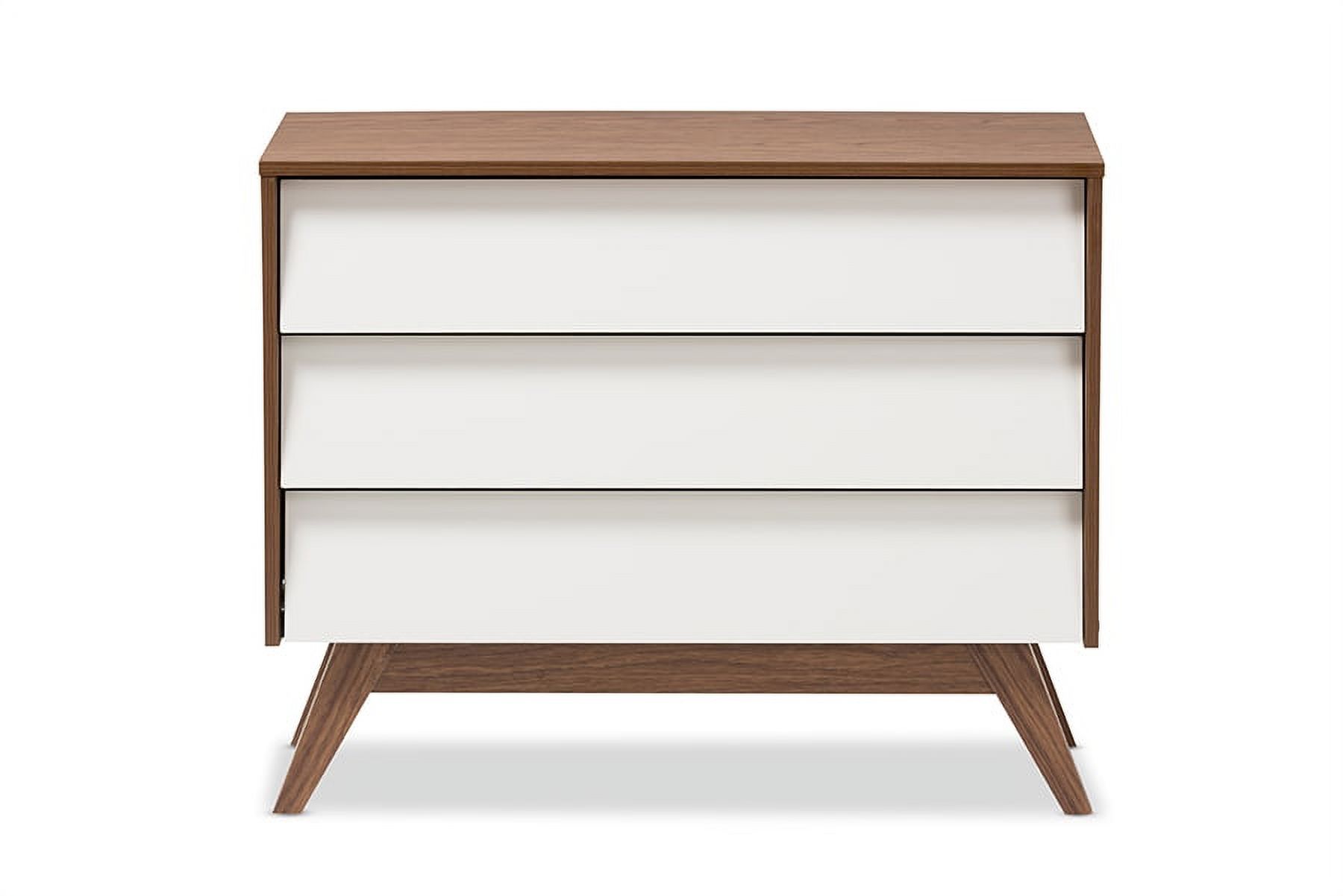Baxton Studio Hildon Modern White and Walnut 3-Drawer Storage Chest