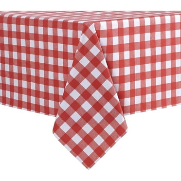 Checkered Vinyl Rectangle Tablecloth - 54 x 78 Inch - 100% Waterproof Oil Proof Spill Proof PVC Table Cloth, Wipe Clean Table Cover for Dining Table, Buffet Parties and Camping, Red and White