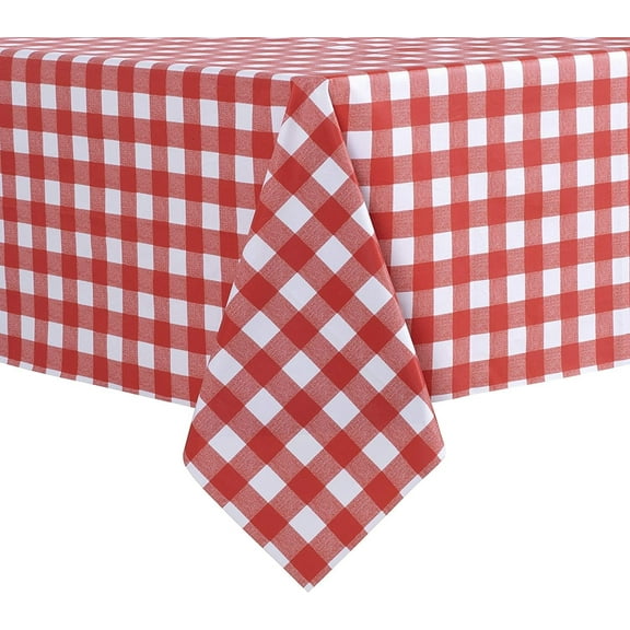 Checkered Vinyl Rectangle Tablecloth - 54 x 78 Inch - 100% Waterproof Oil Proof Spill Proof PVC Table Cloth, Wipe Clean Table Cover for Dining Table, Buffet Parties and Camping, Red and White