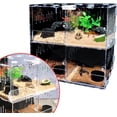 thumbnail image 6 of 4 Grids Acrylic Reptile Cage with Thermometer, Multiple Ventilation Holes, Upper Flip Cover, Mortise Lock, Insect Cage for Spiders, Horned Frogs, Geckos, Snakes, 6 of 7