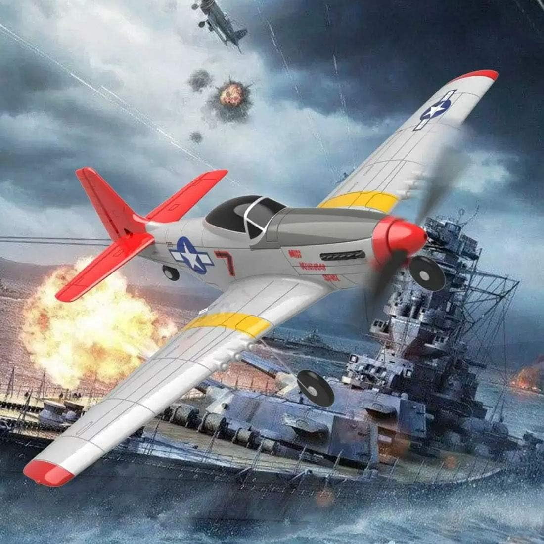 P51D 400 mm Wingspan Glider, 2.4G 4CH RC Aeroplane Fixed Wing Plane with Xpilot Gyroscope System for Beginners - RTF