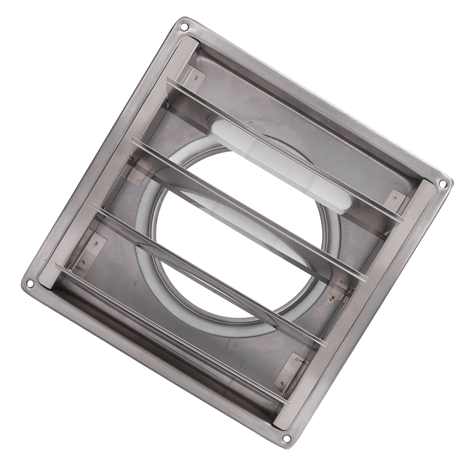M Buder Dryer Vent Cover with Detachable Moving Flaps Square 125mm / 4.9 inches Stainless Steel Wind Rain Proof Exterior Wall Hood for Ventilation Duct Air Conditioner