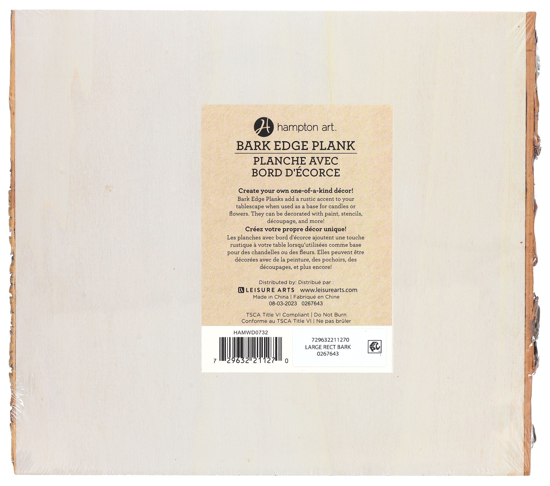 (2 pack) Hampton Art Basswood Rectangle W/Bark, Wood Plank, Live Edge Wood Slab, Walnut Wood, Planks, Wooden Plank, Planks For Shelves, Planks For Crafting, Slabs Crafts, 9"X 10.25"
