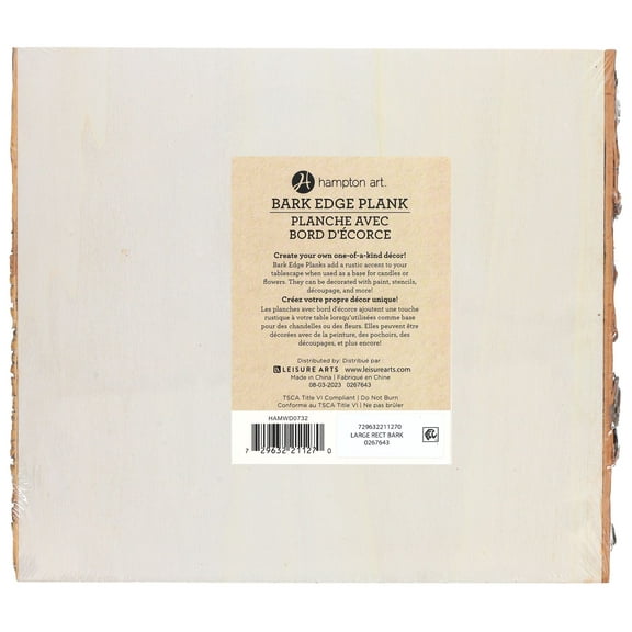 Hampton Art Craft Brown Bark Edge Basswood Rectangle, 9" X 11"