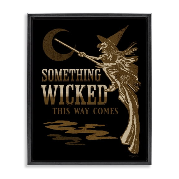 Stupell Industries Eclectic Something Wicked Witch Black Floating Frame Canvas Art, 17 x 21, by Molly Mattin