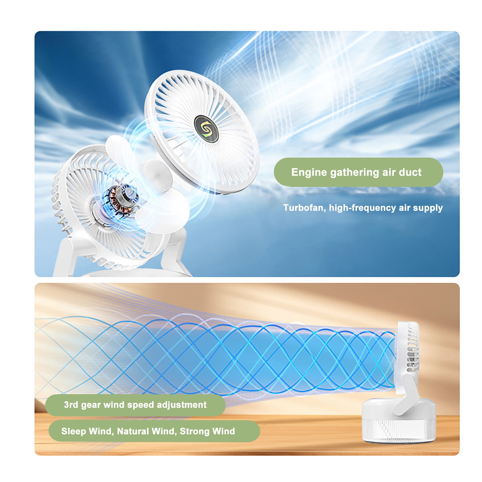 Portable Misting Fan, Rechargeable Battery Powered Air Conditioner with Mister, 10-Inch Personal Cooling Mist Fan, for Home Desk, Camping, Outdoor&Indoor