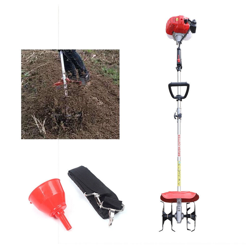 2-Stroke Garden Tiller Cultivator 42.7CC Small Tiller Cultivator Gas Powered Rototiller Garden Tiller Mini Garden Weeding Machine Tool - 1E40F-5