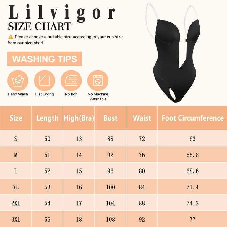 Lilvigor Women Shapewear Backless Body Bra Shaper Womens Plus Size Plunge  Invishaper Low Back Thong Bodysuits Open Crotch Daily Use