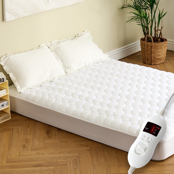 SERWALL Electric Heated Mattress Pad 8 Temperature Control Zone Safe