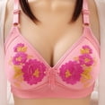 thumbnail image 3 of YeJammarp Women's Wireless Bra Embroidery Floral Minimizer Bras for Women Cozy Breathable Seamless Push Up Bra Casual Bras For Women (38/85BC, Hot Pink), 3 of 3