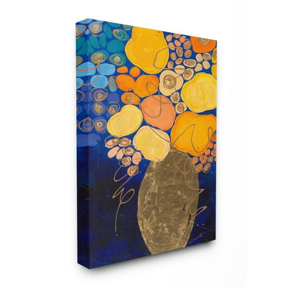 Stupell Industries Summer Floral Abstract Blue Orange Yellow Designed by Third and Wall