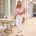 thumbnail image 5 of Domzest Womens Polka Dot Shirt Long Sleeve Button Down Shirts Loose Fit Lightweight Business Dressy Casual Blouse Pink XXL, 5 of 7