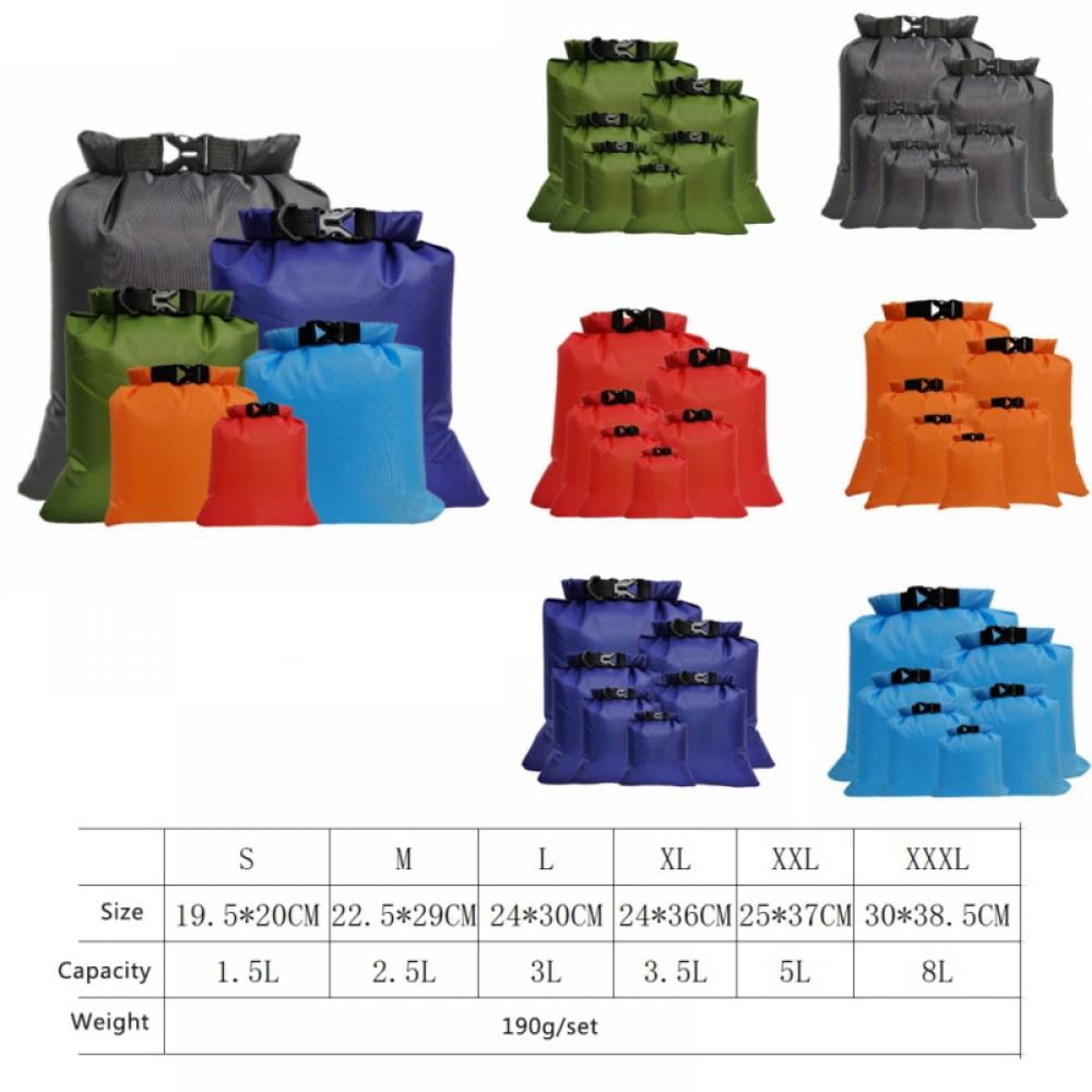6PCS Waterproof Dry Bag Backpack Gym Buckled Sacks Storage Bag Kayaking Drifting 