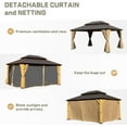 thumbnail image 3 of Domi 10'x14' Cedar Wood Gazebo with Double Roof Steel Hardtop,Solid Wood Frame Gazebo,Curtains and Netting Included for Garden, Backyard, 3 of 9