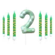 wuyuhangppo 7 Pieces Digital Cake Candle Decoration Minecraft Theme Green, Wishing Candle Kids Birthday Party, Digital Cake Candle Decoratio