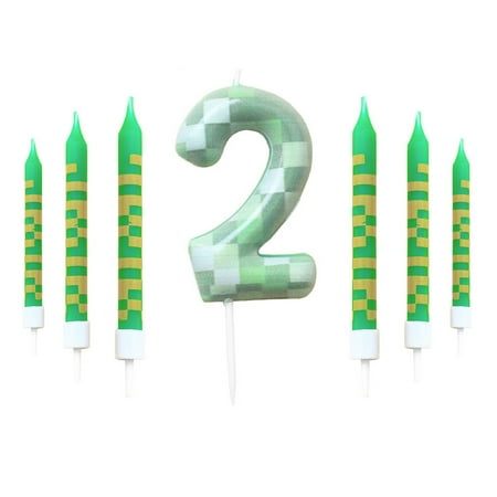 wuyuhangppo 7 Pieces Digital Cake Candle Decoration Minecraft Theme Green, Wishing Candle Kids Birthday Party, Digital Cake Candle Decoratio