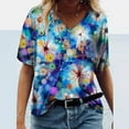 thumbnail image 2 of JeashCHAT Summer V Neck T Shirts for Women Plus Size Short Sleeve Shirts Cute Floral Printed Tshirt Blouse Casual Tops Loose Fit Graphic Tee, 2 of 3