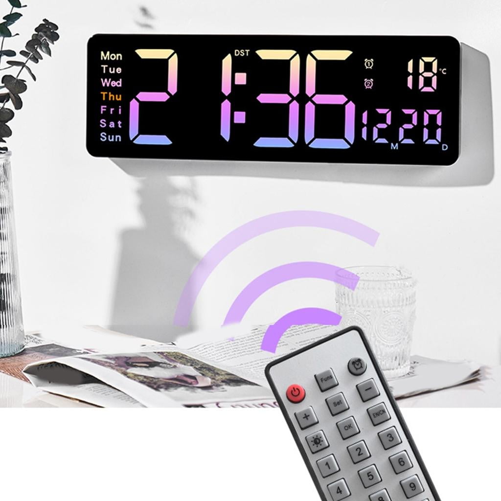 Digital Clock with Large Display, Large Screen Bedsides Clock 12/24 Alarm Clock