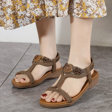 

Aayomet Platform Sandals Women Summer Women Low Wedge Heel Open Toe Sandals Shoes Flat Comfortable Slide Beach Sandal For Ladies Brown 7.5