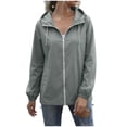 thumbnail image 6 of Zylanna Women Packable Rain Jackets Windbreaker, with Pockets Lightweight Adjustable Hem & Hooded Waterproof Travel Outdoor Casual Daily Raincoat Gray, 6 of 9