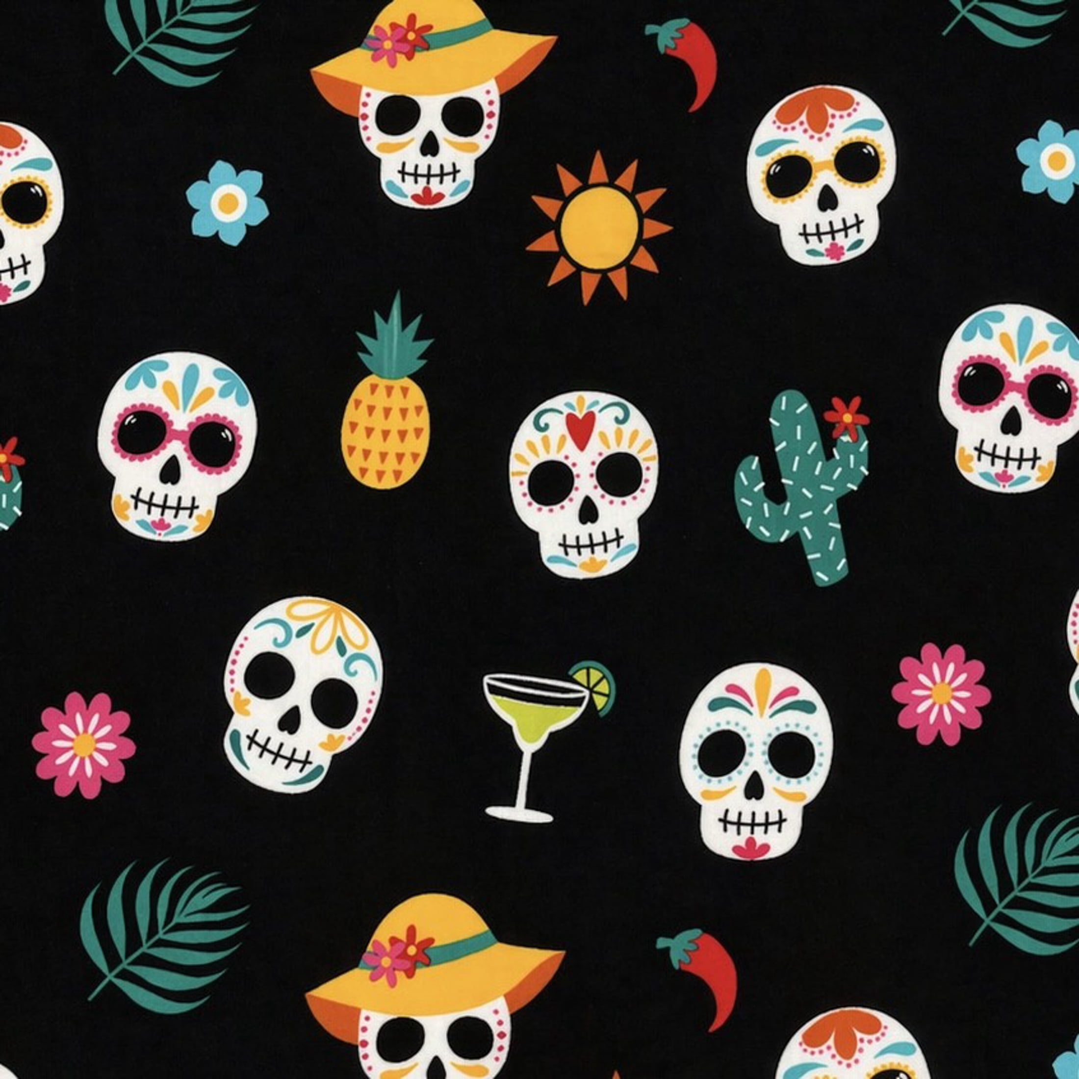 Summerween 18"x18" Plush Decorative Pillow, Fiesta Skulls