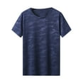 thumbnail image 4 of Sinleey Men's Camouflage Pattern Short Sleeve T-Shirt Quick Dry Athletic Running Workout Fitness Top Dark Blue XL, 4 of 5