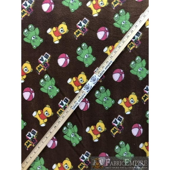 Fleece Printed Fabric TEDDY BEARS TOY BLOCKS AND BEACH BALLS / 58" Wide / Sold by the yard