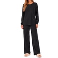 thumbnail image 3 of Weekease 2 Piece Pajama Set for Women Crew Neck Long Sleeve Tops Drawstring Pants Casual Sleepwear Fall Nightwear with Pockets, 3 of 7