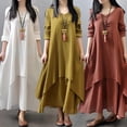 thumbnail image 6 of Women Linen Dresse Layering Vintage Robe Loose Long Dress Oversize Female Spring, 6 of 8