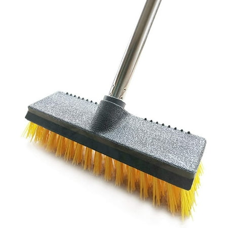 

Scrub Brush with Long Handle 47 Stainless Steel Stiff Yellow Bristles Indoor or Outdoor Broom for Cleaning Bathroom Kitchen Patio Tile
