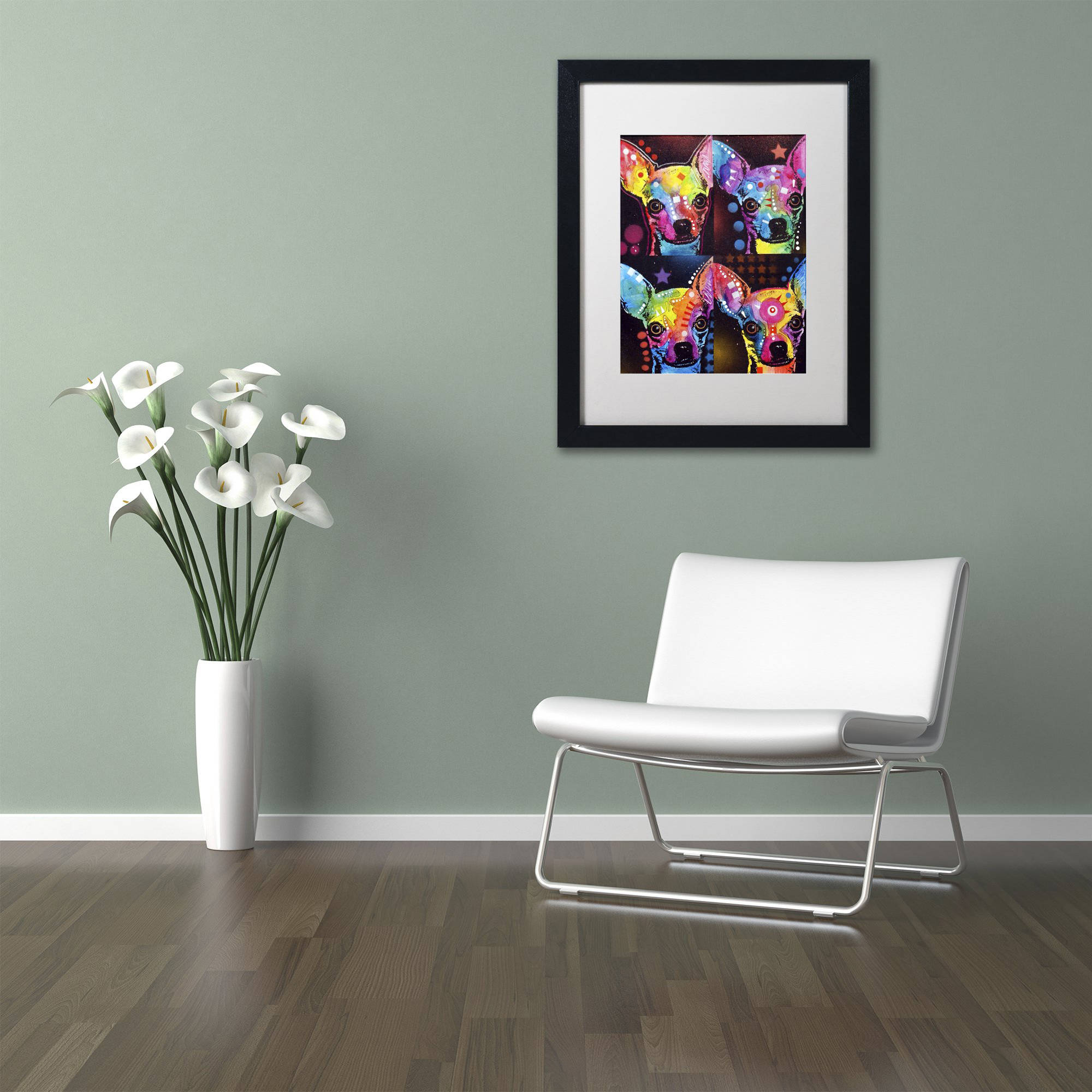 Trademark Fine Art "Chihuahua 4x" Canvas Art by Dean Russo, White Matte, Black Frame