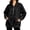 Black, variant on Hoodie for Women Exterior Pocket Denim Quarter Zip Hooded Sweatshirt Long Sleeve Pullover Casual Outerwear Top S