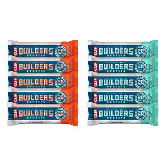 CLIF BUILDERS Protein Bars Variety Pack, 2 Flavors, Plant Protein, Gluten Free Bars, 10ct