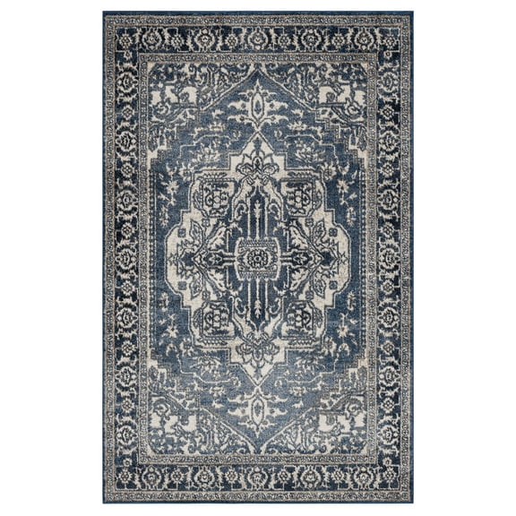 Mohawk Home Chastain Low Pile Latex Backed Stain and Fade Resistant Ornamental Blue Indoor Area Rug, 3'11" X 6'