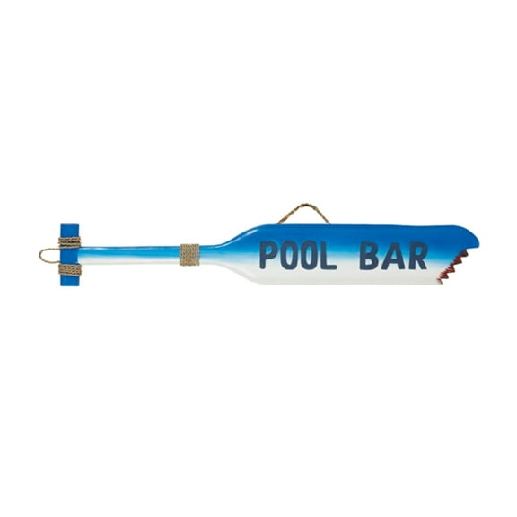 Hand Painted Wooden Pool Bar Paddle Wall Sign - Ocean Blue