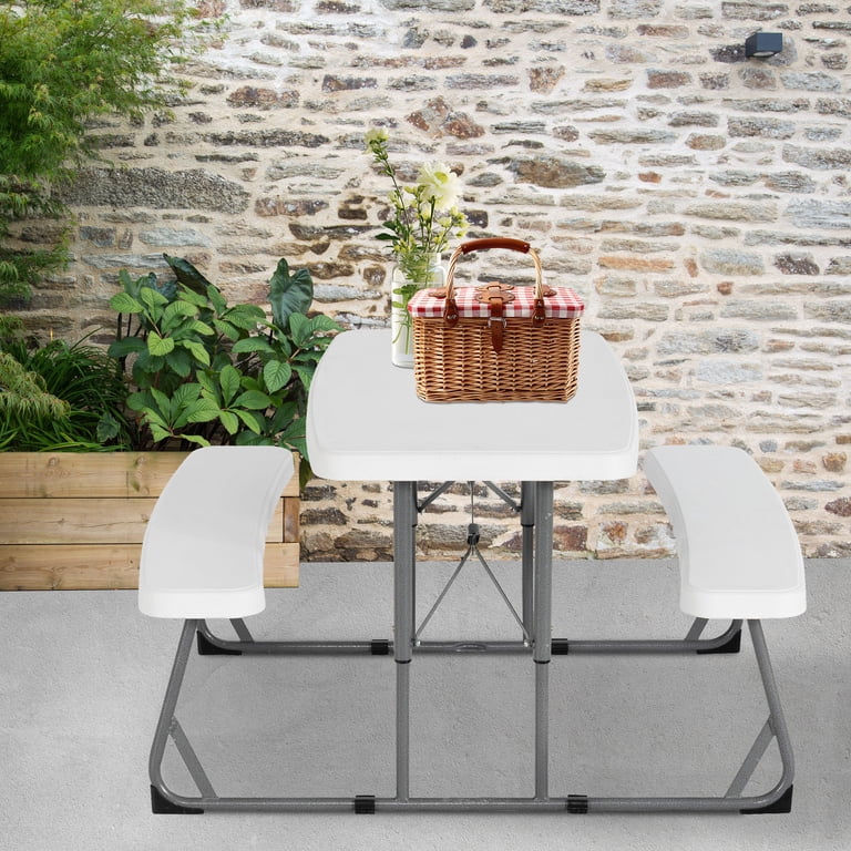 Peakform 6' Rectangular Picnic Table Double Bench Wood Grain