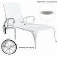 thumbnail image 4 of Cast Aluminum Outdoor Chaise Lounge Chair with 3-Position Adjustable Backrest, Outdoor Tanning Chair with Moveable Wheels for Backyard, Porch, Pool, Balcony Deck, White, 4 of 9