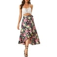 thumbnail image 2 of MODA NOVA Juniors Floral Print Ruffle Self Tie Knot Split Beach Wrap Midi Skirt, 2 of 5