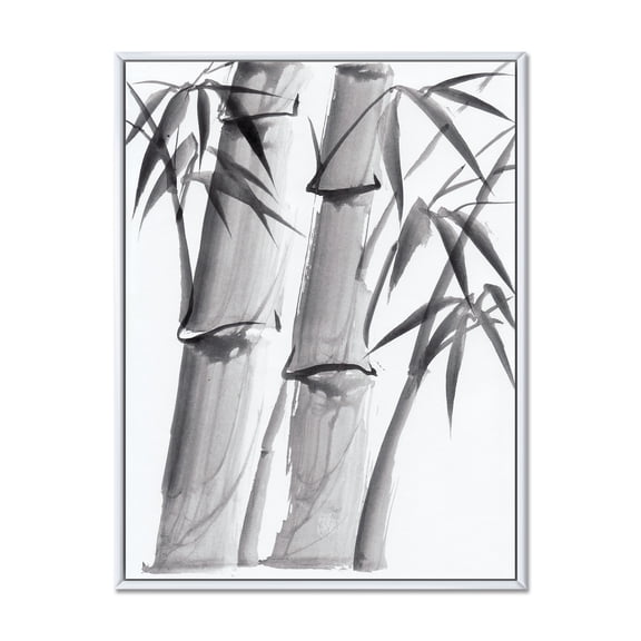 Designart 'Vintage Black and White Bamboo IV' Traditional Framed Canvas Wall Art Print