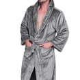 thumbnail image 1 of Men Nightgown Winter Hooded Robe Pocket Long Sleeve SPA Bathrobe, 1 of 4