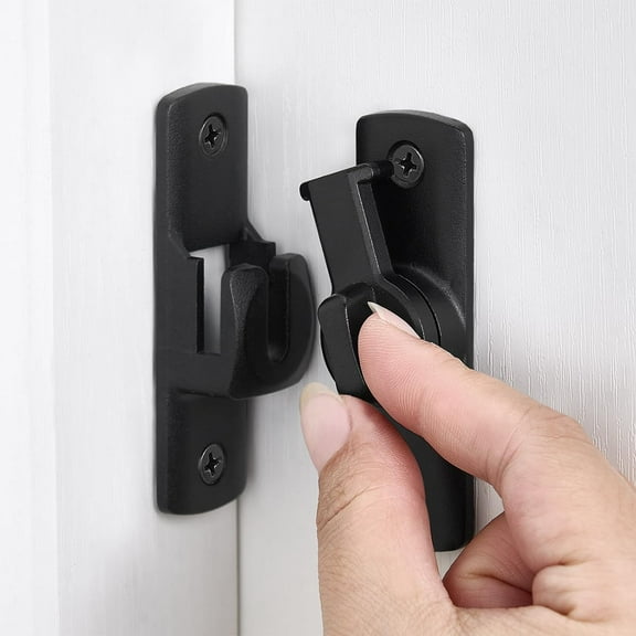 2 Packs Black Barn Door Latches,90/180 Degree Gate Lock,Aluminum Alloy Right Angle Door Lock Latch