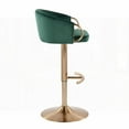 thumbnail image 2 of Modern Glam 2-Piece Gold Steel Bar Stools with Green Velvet - Rounded T Footrest, 2 of 5
