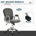 thumbnail image 3 of Teddy Fleece Home Office Chair, Button Tufted Desk Chair with Padded Armrests, Adjustable Height and Swivel Wheels, Dark Gray, 3 of 6