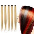 thumbnail image 1 of Clip In Hair Extensions, 5pcs 55cm Colored Clip In Hairpiece Hair Extensions For Women High Temperature Synthetic Hair For Party and Cosplay Use, 1 of 7
