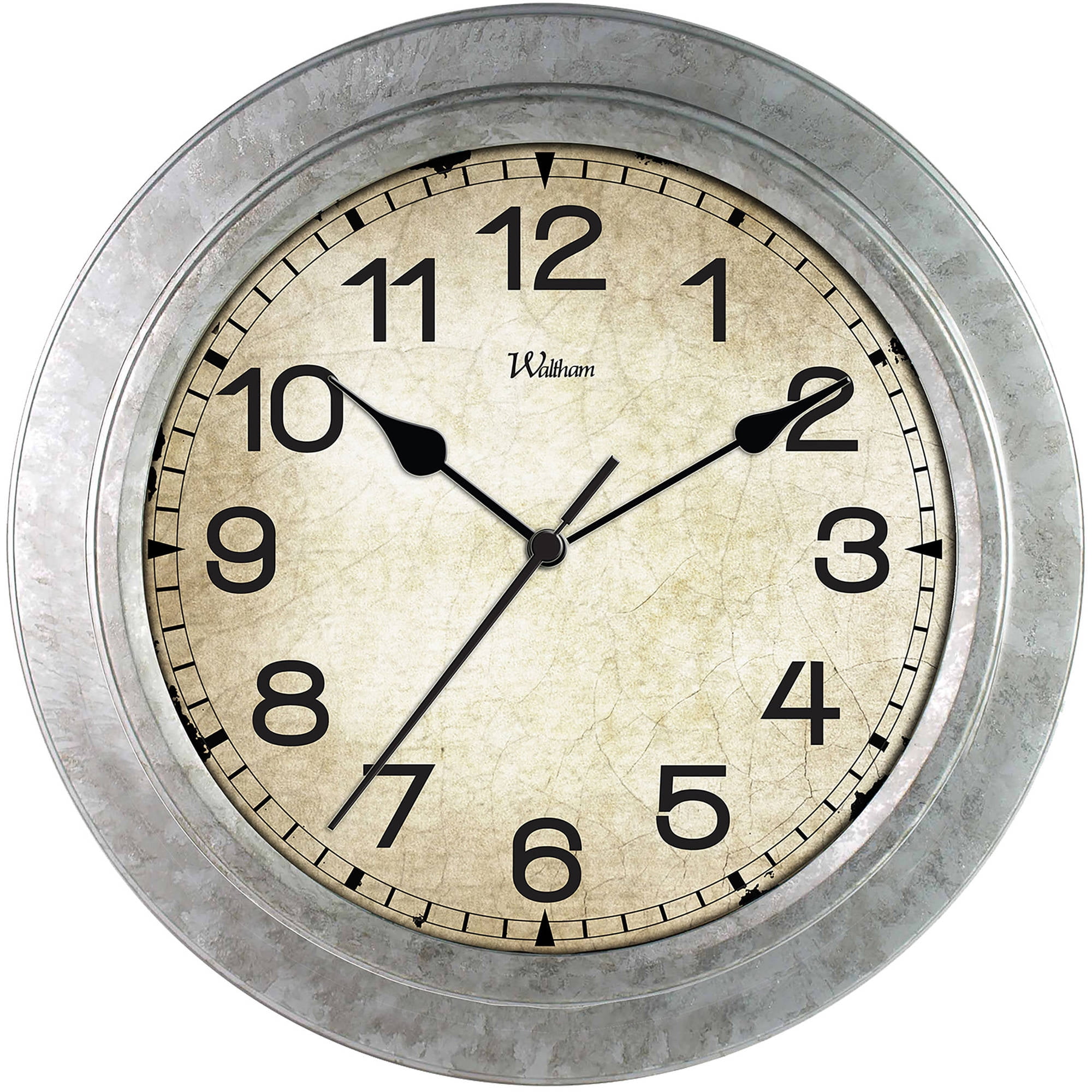 Round Quartz Analog Galvanized Finish Wall Clock