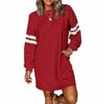 thumbnail image 2 of Zedker Dresses for Women Long Sleeve Color Block Casual 2025 Trendy Sweatshirt Style Fall Outfits Red Plus XL, 2 of 4